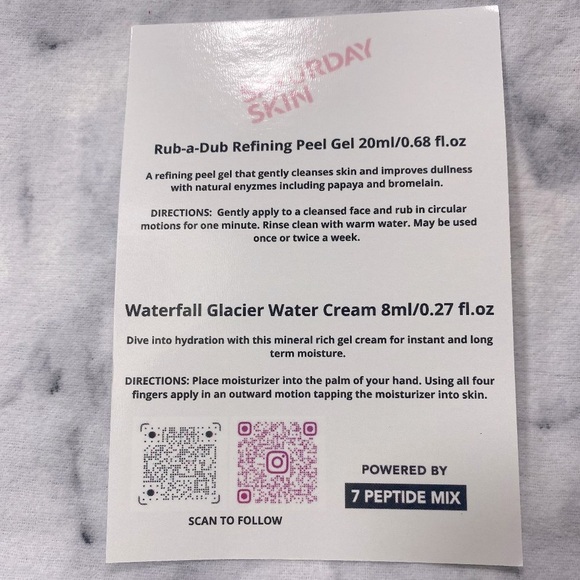 SATURDAY SKIN Gift Set-Refining Peel Gel & Waterfall Glacier Water Cream-2pc-NEW - Picture 7 of 11